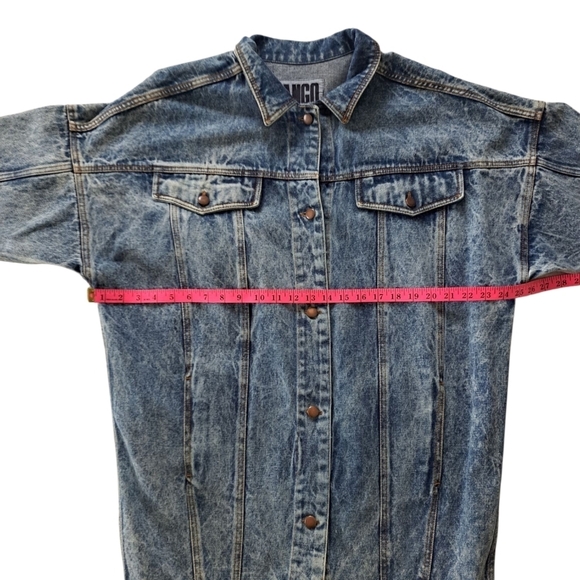Tango Vintage Style Washed Denim Jacket Or Dress Marble Acid Wash Coat Unisex - Picture 10 of 13